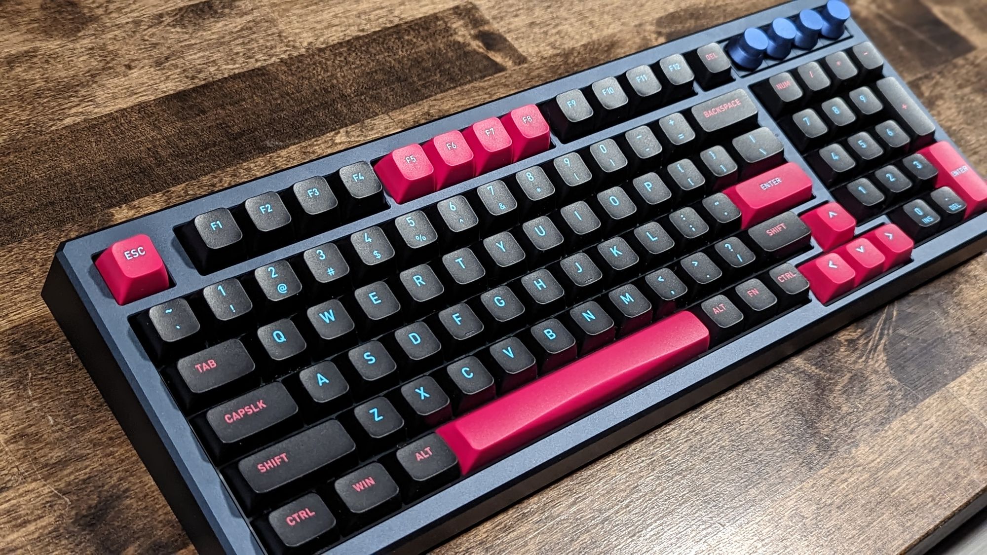 Skyloong GK980+ Deep Blue Three Mode 1800 Mechanical Keyboard with Hot Swap Knobs.